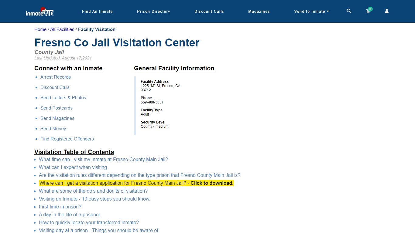 Fresno County Main Jail | Visitation, dress code & visiting hours